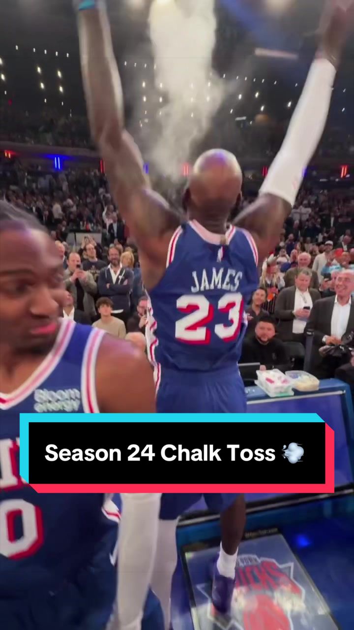 LeBron chalk toss ahead of his @Philadelphia 76ers debut at MSG💨 