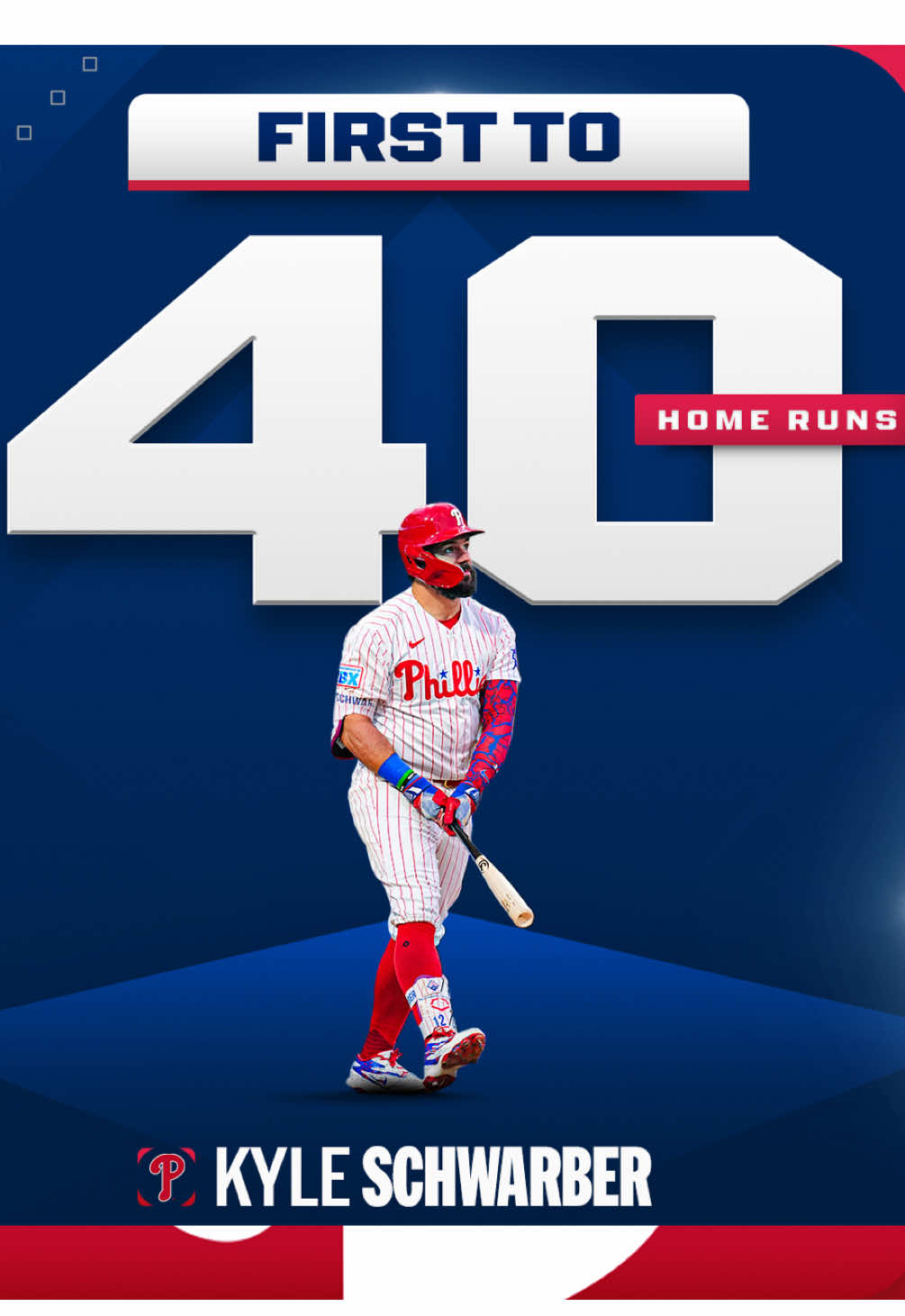 Kyle Schwarber reaches the 40-HR milestone for the 4th time with the Phillies!