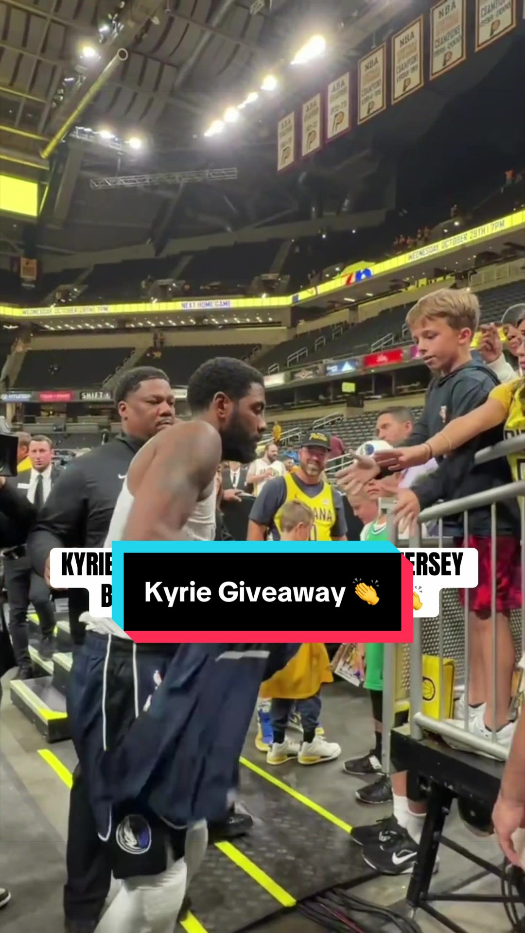 Kyrie gave some young fans his shoes and jersey before celebrating Dusty May's first NBA win 🥹 