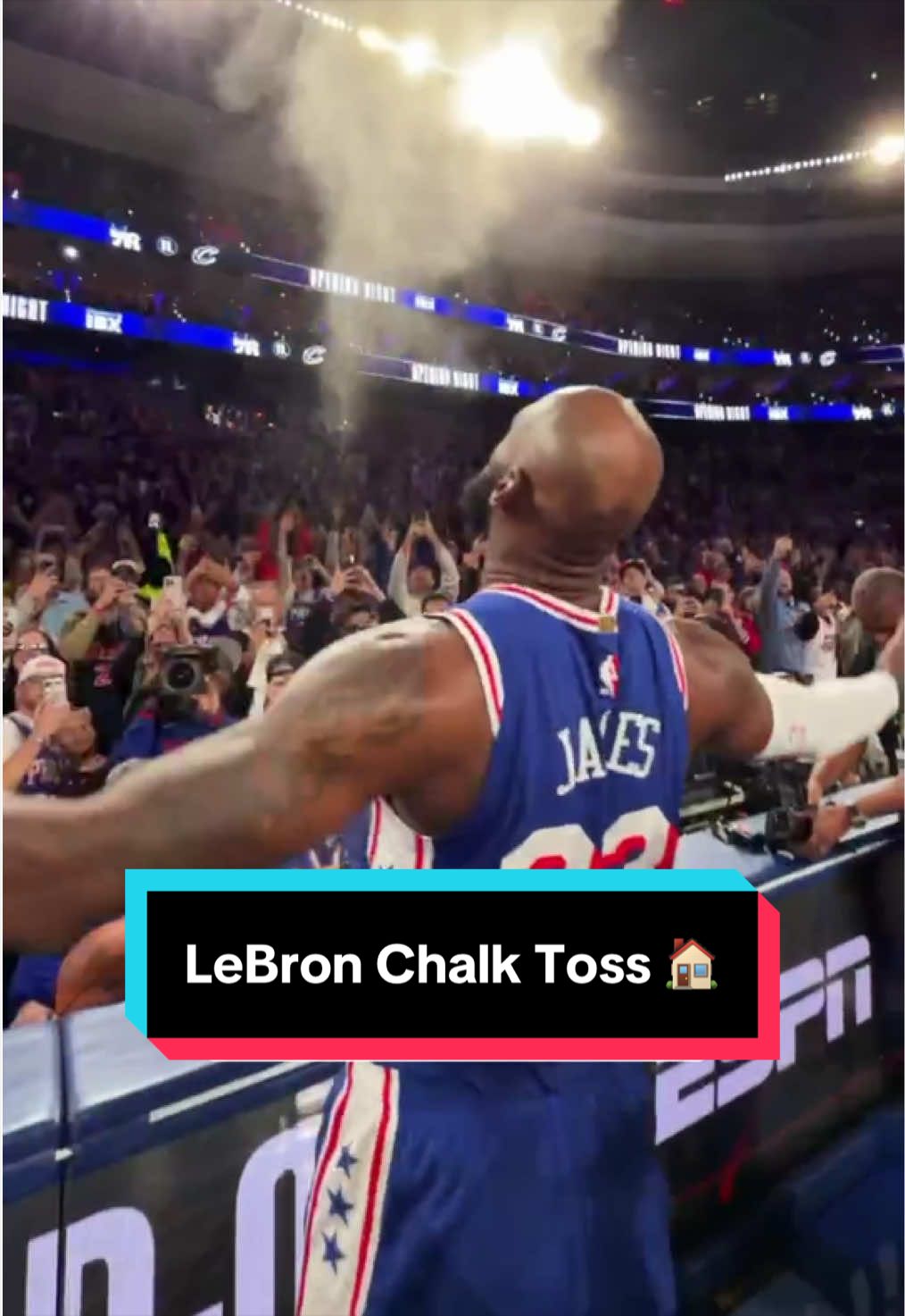 LeBron does his iconic chalk toss before he takes the floor for his home Sixers debut ‼️ 