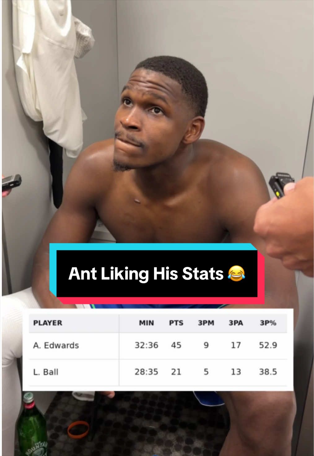 Ant was hyped to hear his stats from beyond the arc from game 1 😭 