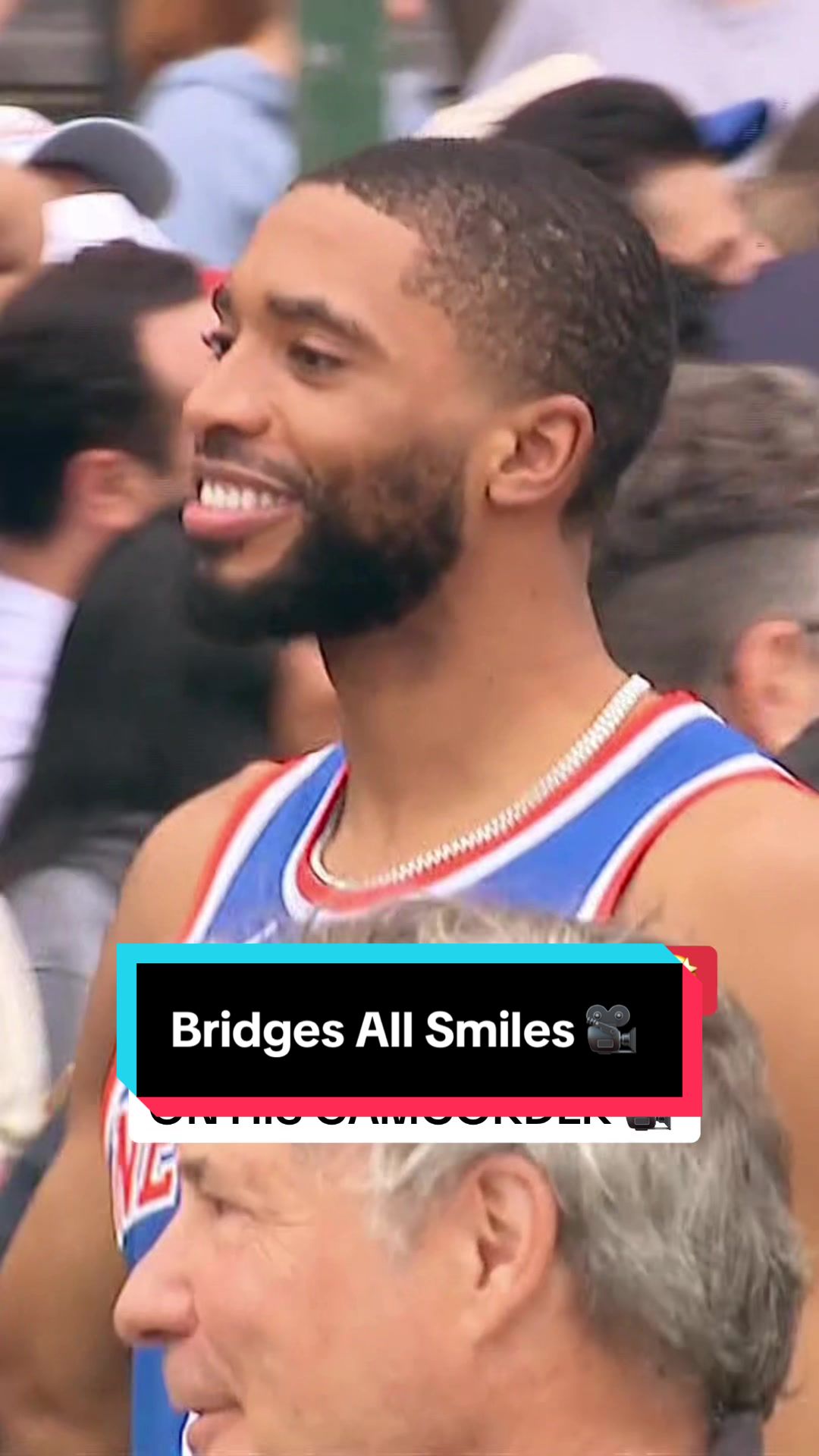 NBA Champion Mikal Bridges taking it all in and capturing the moment on his camcorder 🎥 