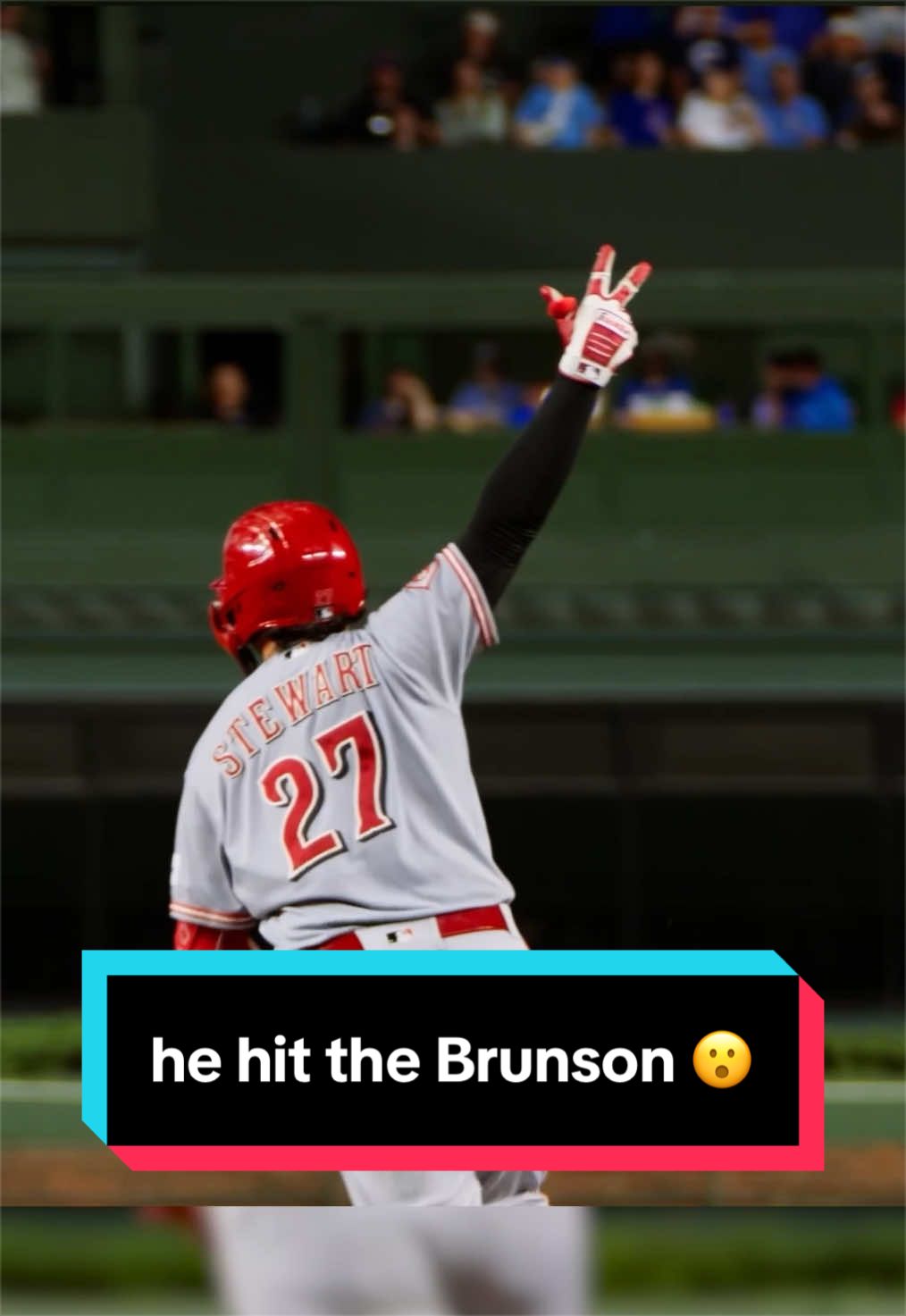 Sal Stewart told the Reds broadcast before Sunday Night Baseball that WHEN he hits a home run he’d hit the Jalen Brunson celly …