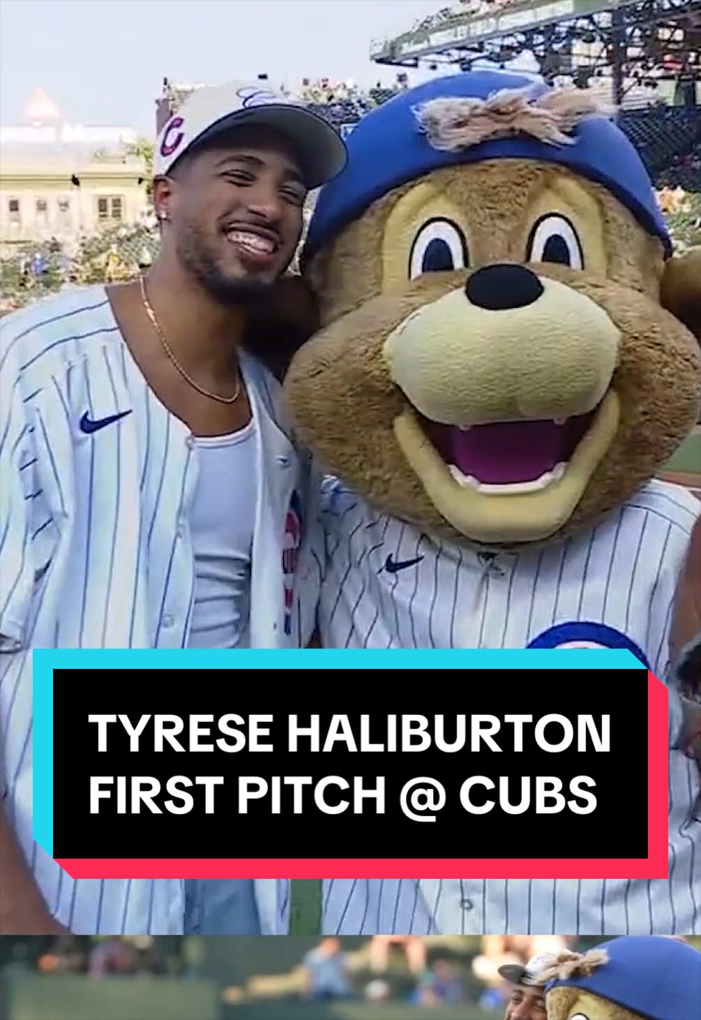 Tyrese Haliburton grew up a Brewers fan in Wisconsin. Tonight, he took the mound to throw out the first pitch for the Cubs ... against the Brewers 👀