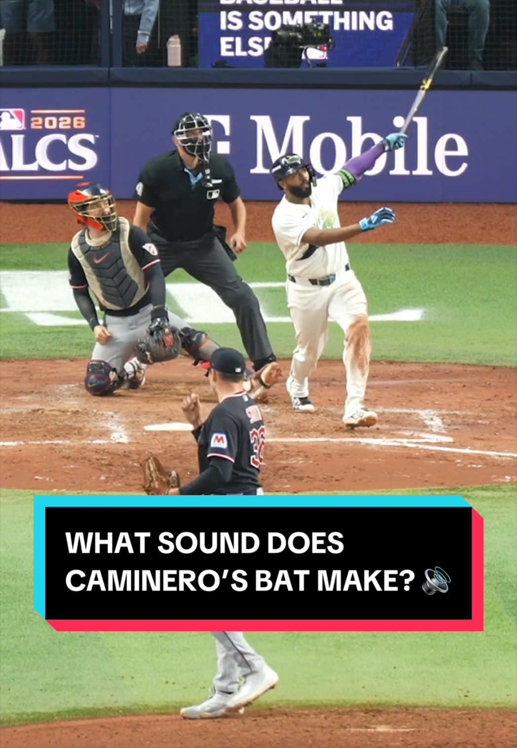 Junior Caminero’s teammates try to imitate the sound he makes when his bat connects with the ball 🔊