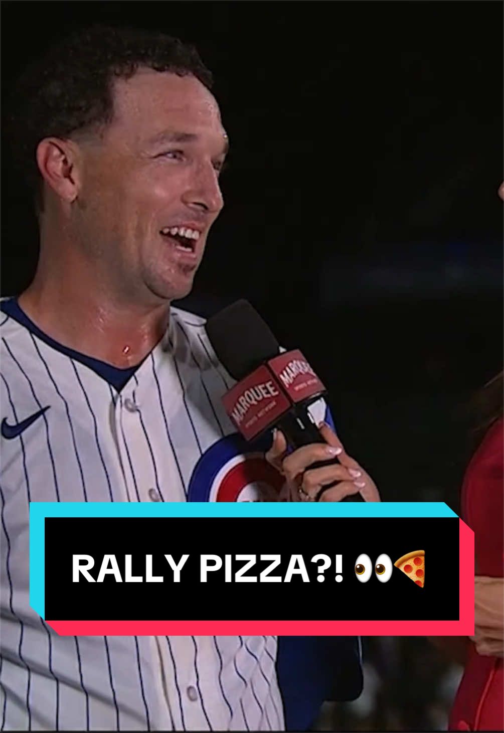 eat pizza during rain delay ✅
