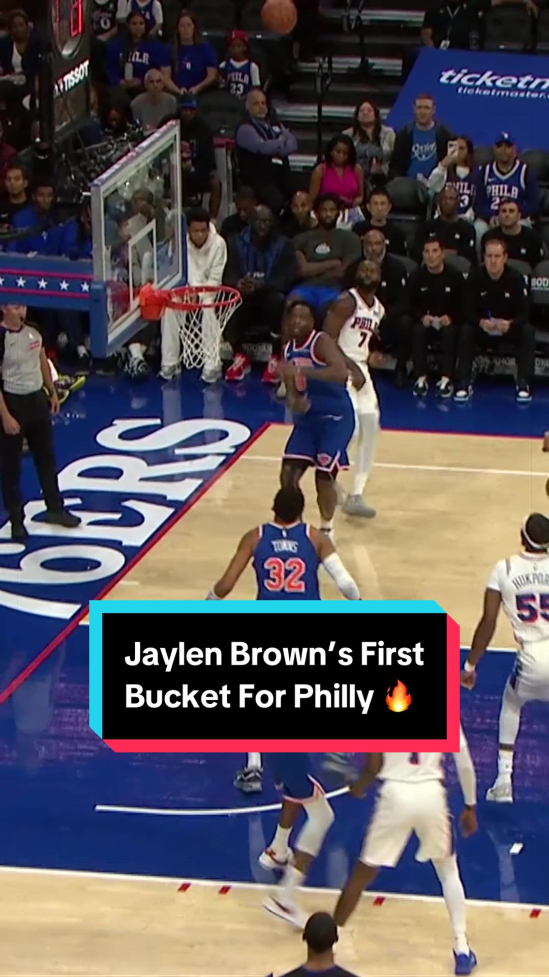 Jaylen Brown knocks down the smooth fadeaway for his first preseason bucket as a 76er 😤 