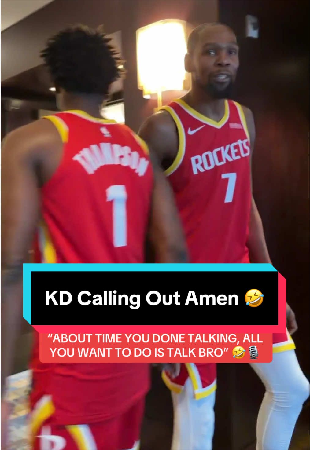 Amen Thompson a certified yapper at @houstonrockets Media Day??? 😭🎙️😭 