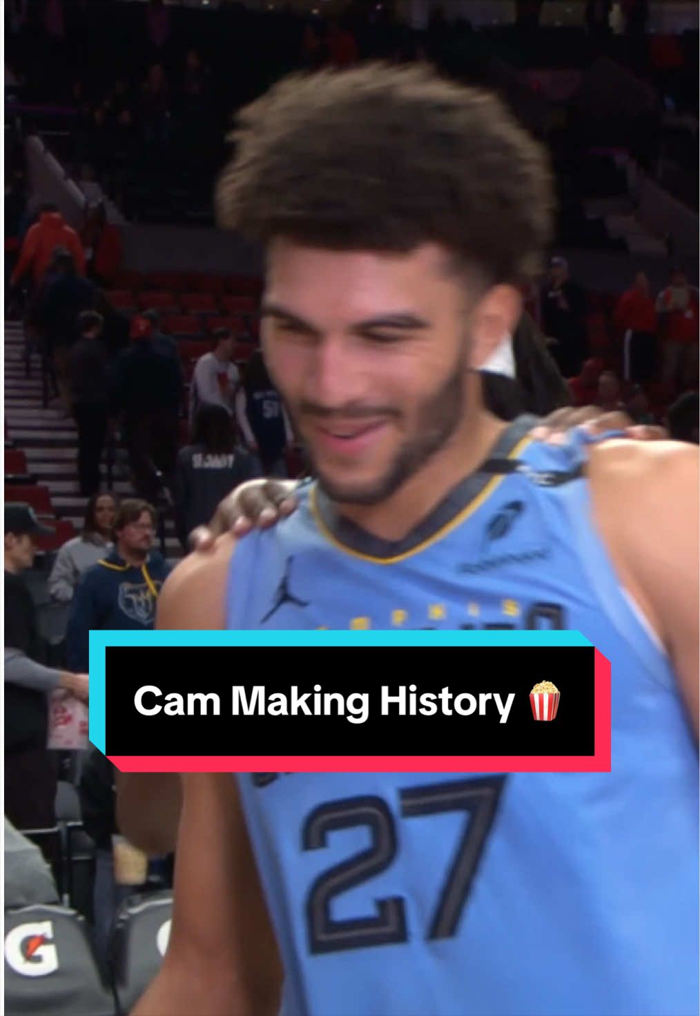 Cam Boozer’s teammates were hyping him up after becoming the second-youngest player to record a triple-double 😤 
