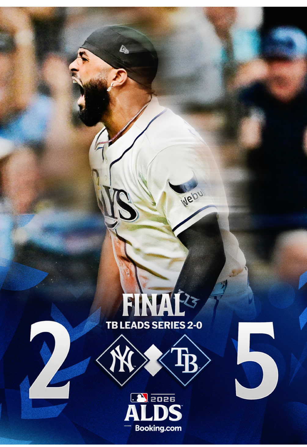 Tampa Bay takes a 2-0 lead! The Rays are one win away from the ALCS 💪