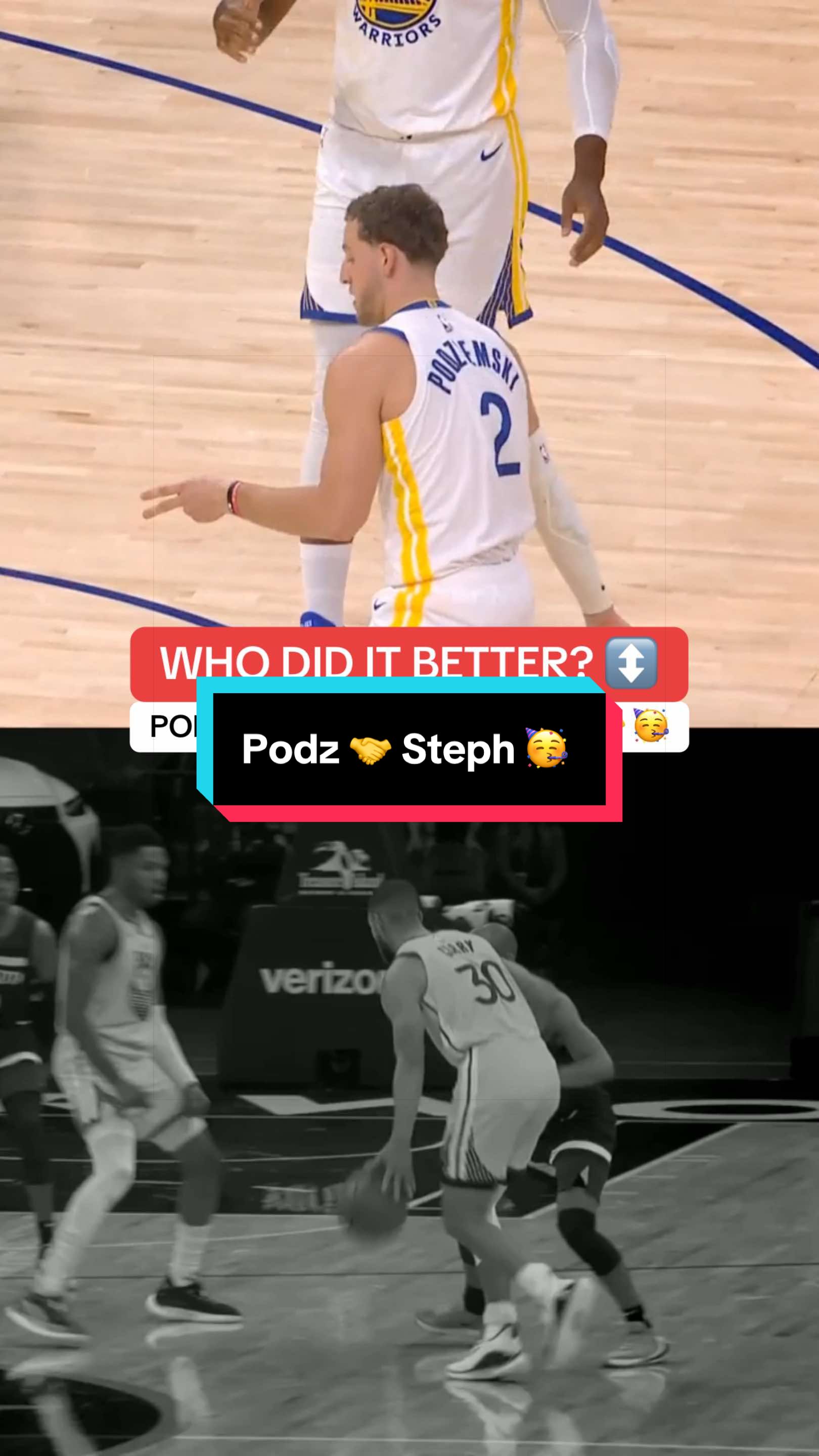 Brandin Podziemski hits his best Steph Curry 4-pt play celly ‼️ 