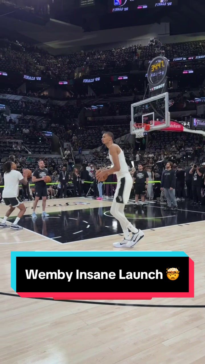 When Wemby drained this full court shot during warmups before Game 2 of the NBA Finals 👀 