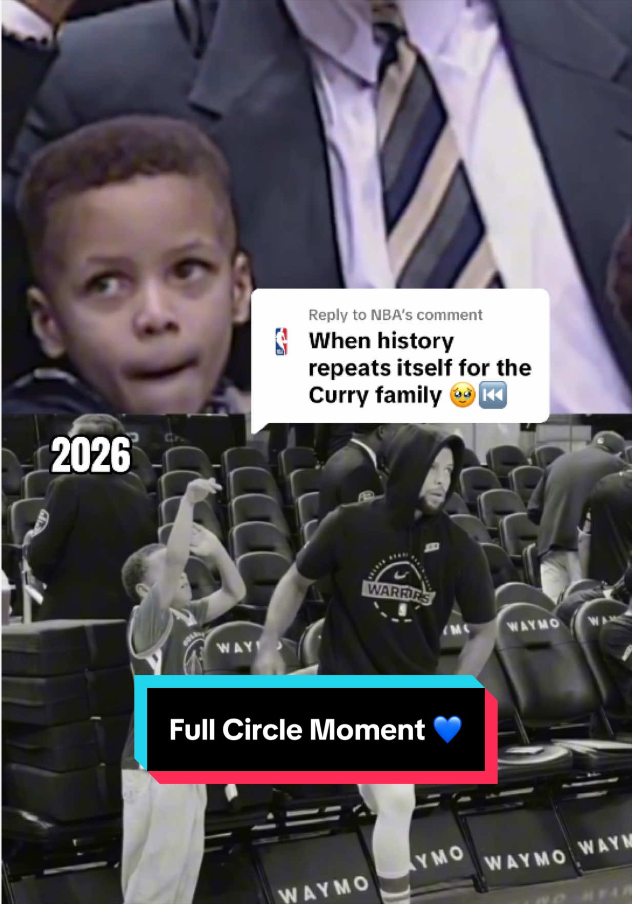 Replying to @NBA Insane full circle moment between three generations of Curry’s 🥹💙 (via: 957thegame/X)