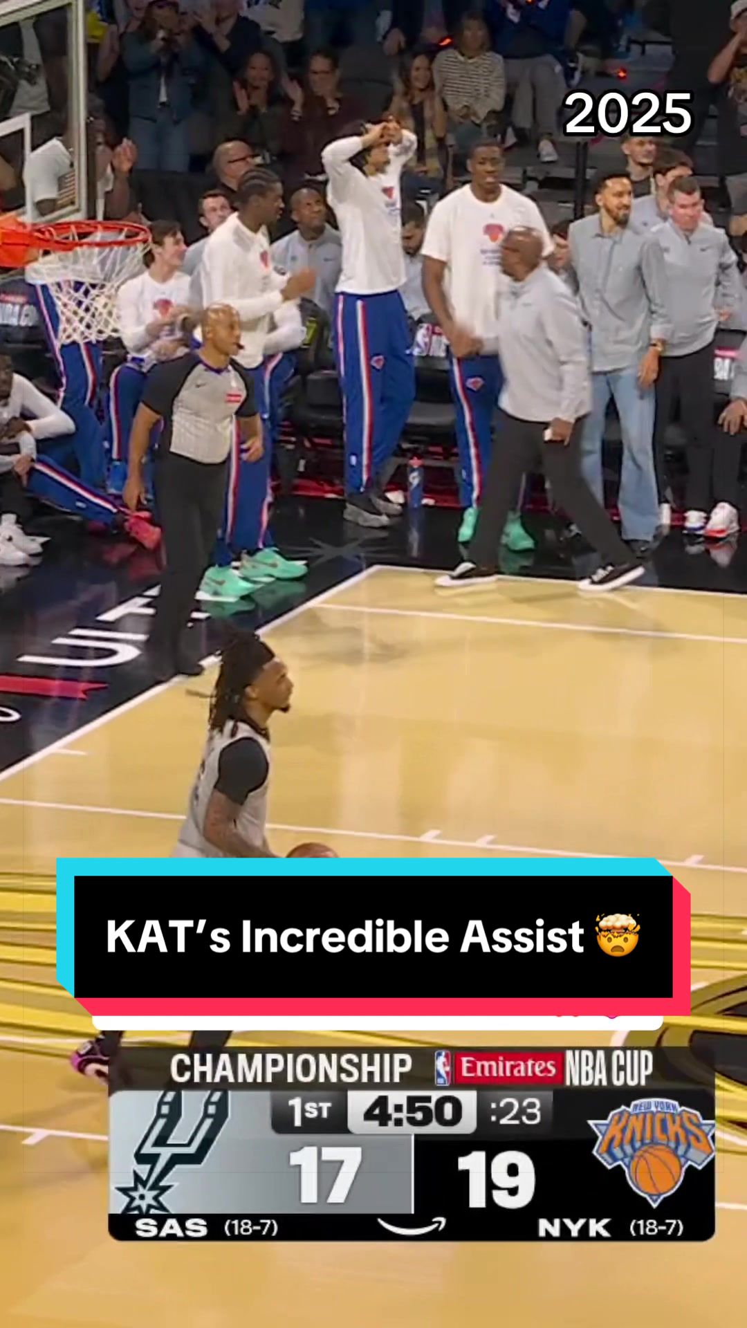 Still wondering how KAT found a seam for this dime to OG in last year's @Emirates NBA Cup Championship 🤔