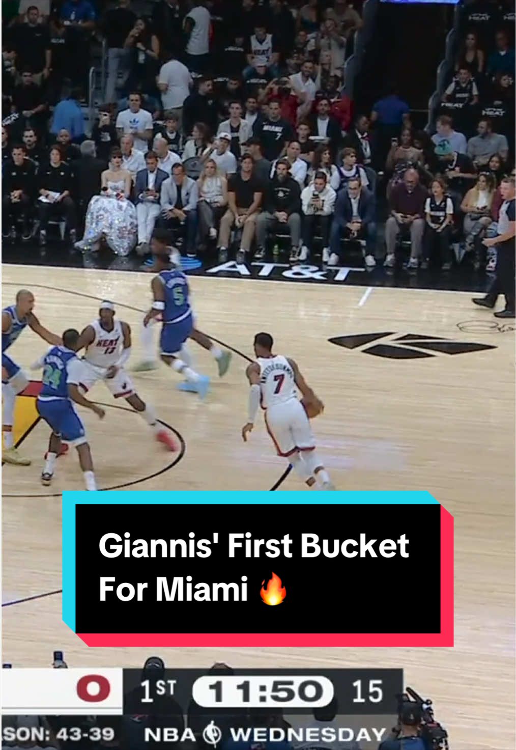 Giannis stepped into a jumper early for his first bucket with the Heat 😮‍💨 