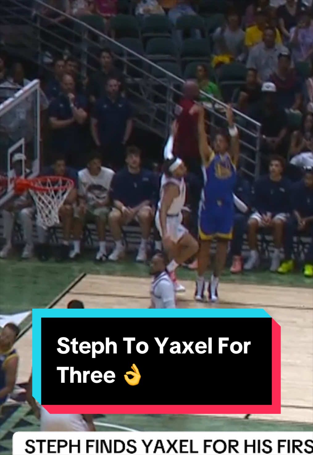 Steph finds Yaxel Lendeborg for three for his first preseason bucket 😤🎯 