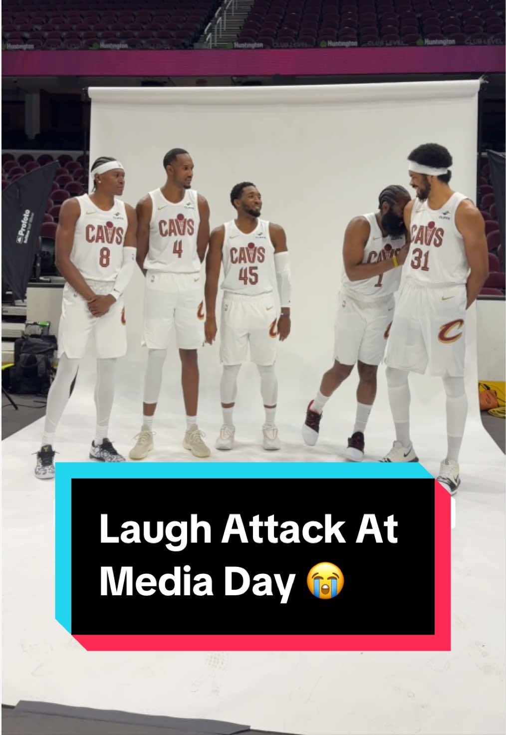 @Cleveland Cavaliers had to take a moment to collect themselves before Media Day pictures 😭📸 