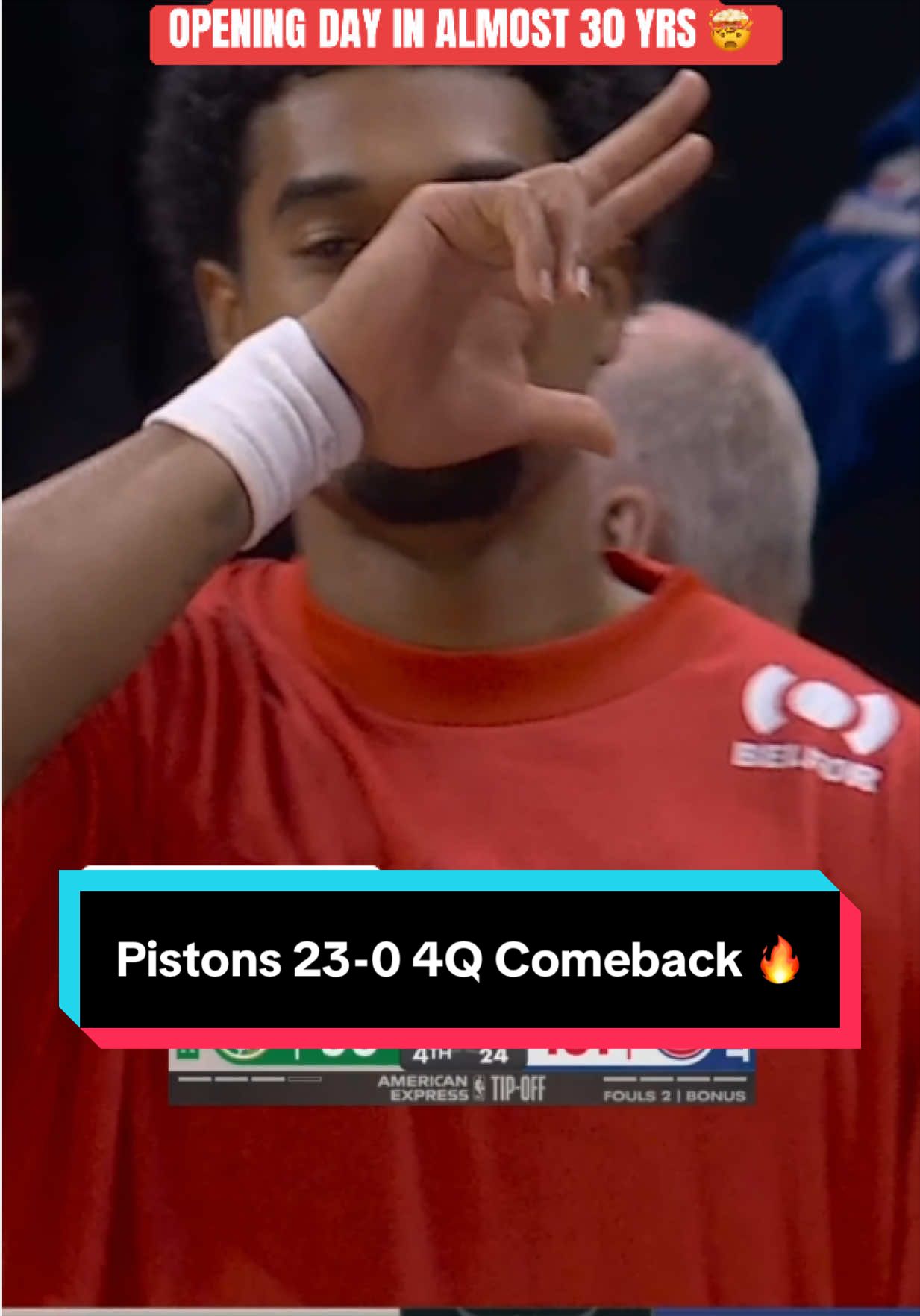 Replying to @NBA The @Detroit Pistons are the first team since 1997 to complete a 20+ point comeback on opening day of the NBA season 🤯 The last team to do so? The Celtics vs the Bulls in 1999! 