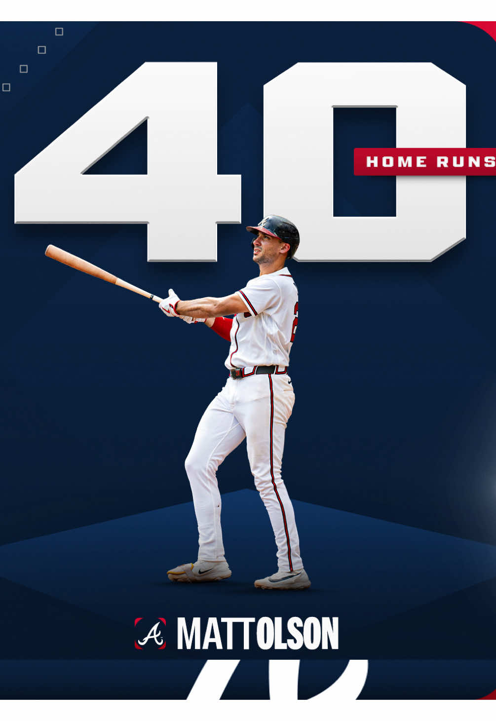 Matt Olson is the 5th player in Braves franchise history with multiple 40-HR seasons, joining:
