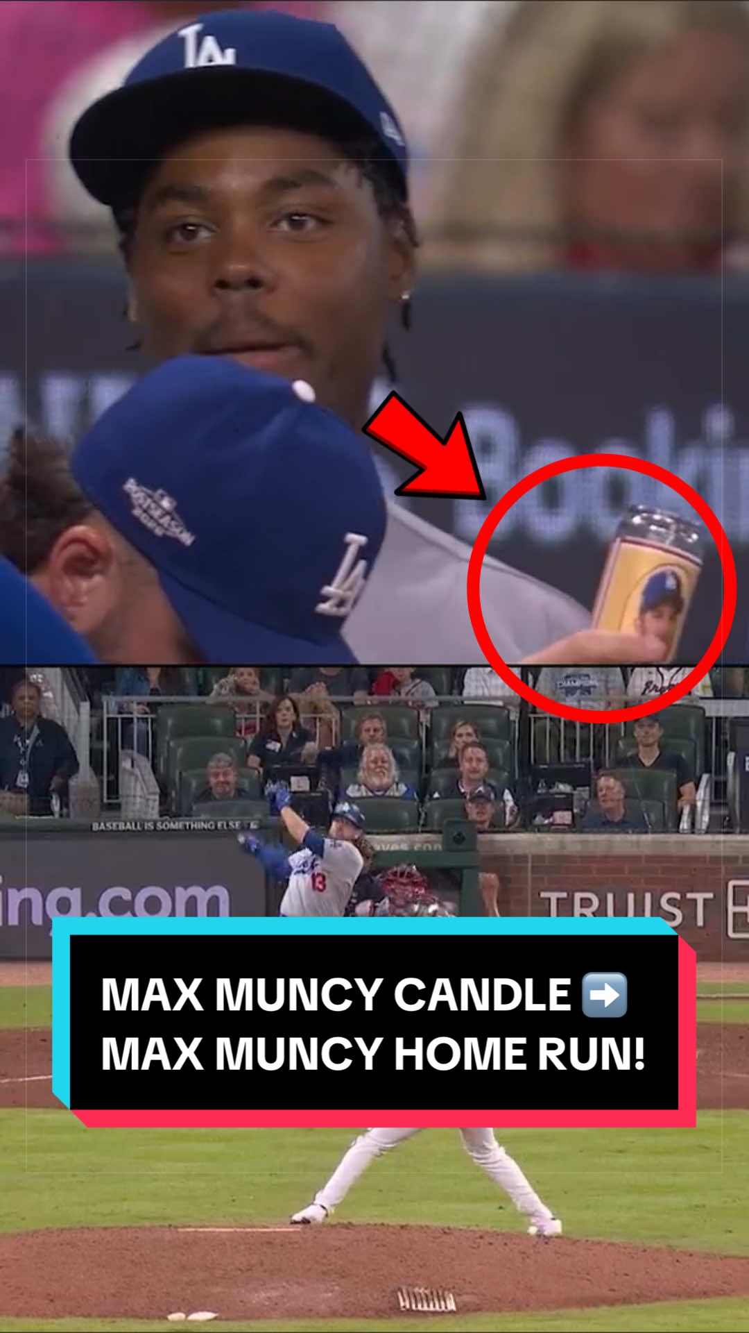 Josue De Paula has his own Max Muncy candle to conjure good vibes for the @Los Angeles Dodgers 🕯️ 