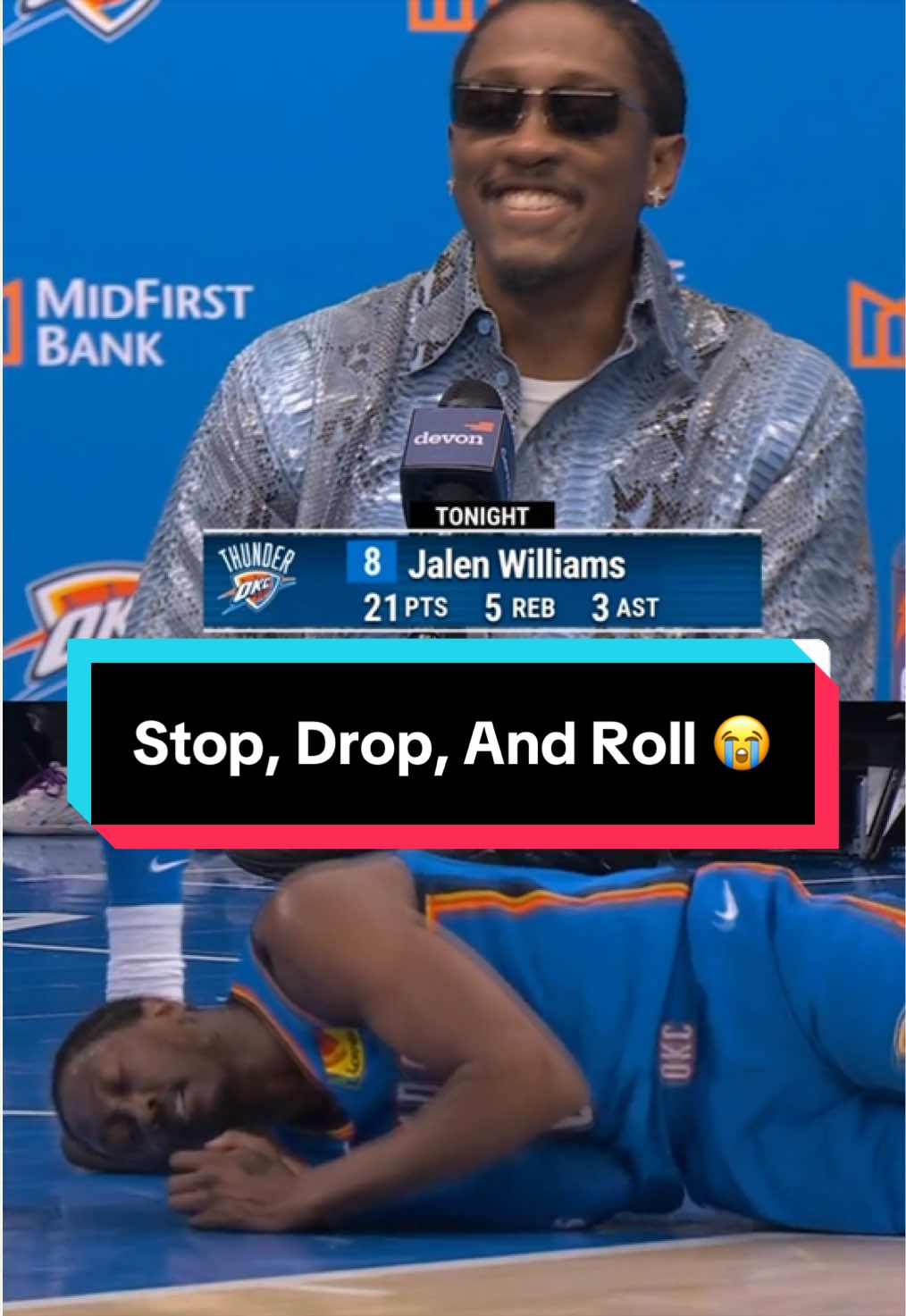 A stop, drop, and roll for Jalen Williams 😭 