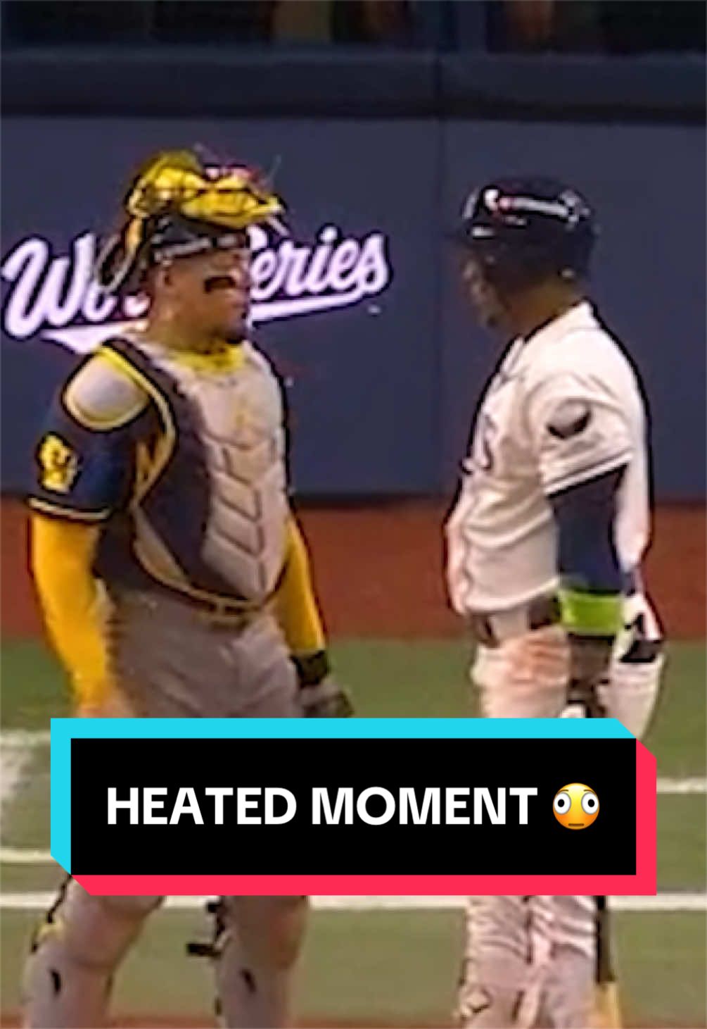 William Contreras and Yandy Díaz shared an intense staredown during Game 4 of the 