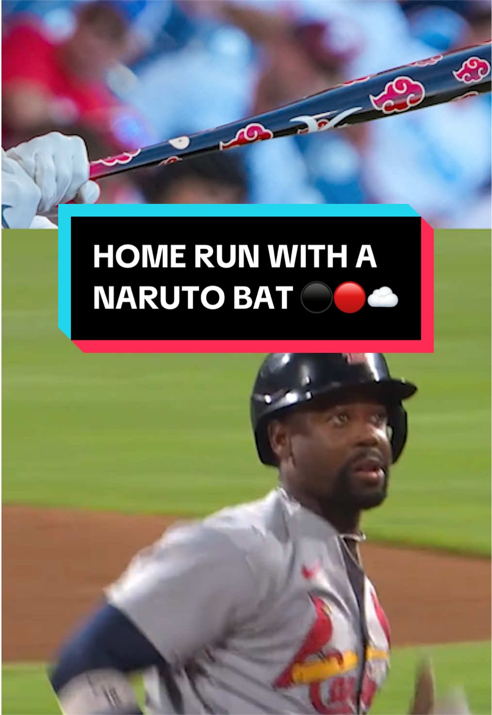 Jordan Walker showed off the power of the Akatsuki with this Naruto-themed bat! ⚫️🔴☁️