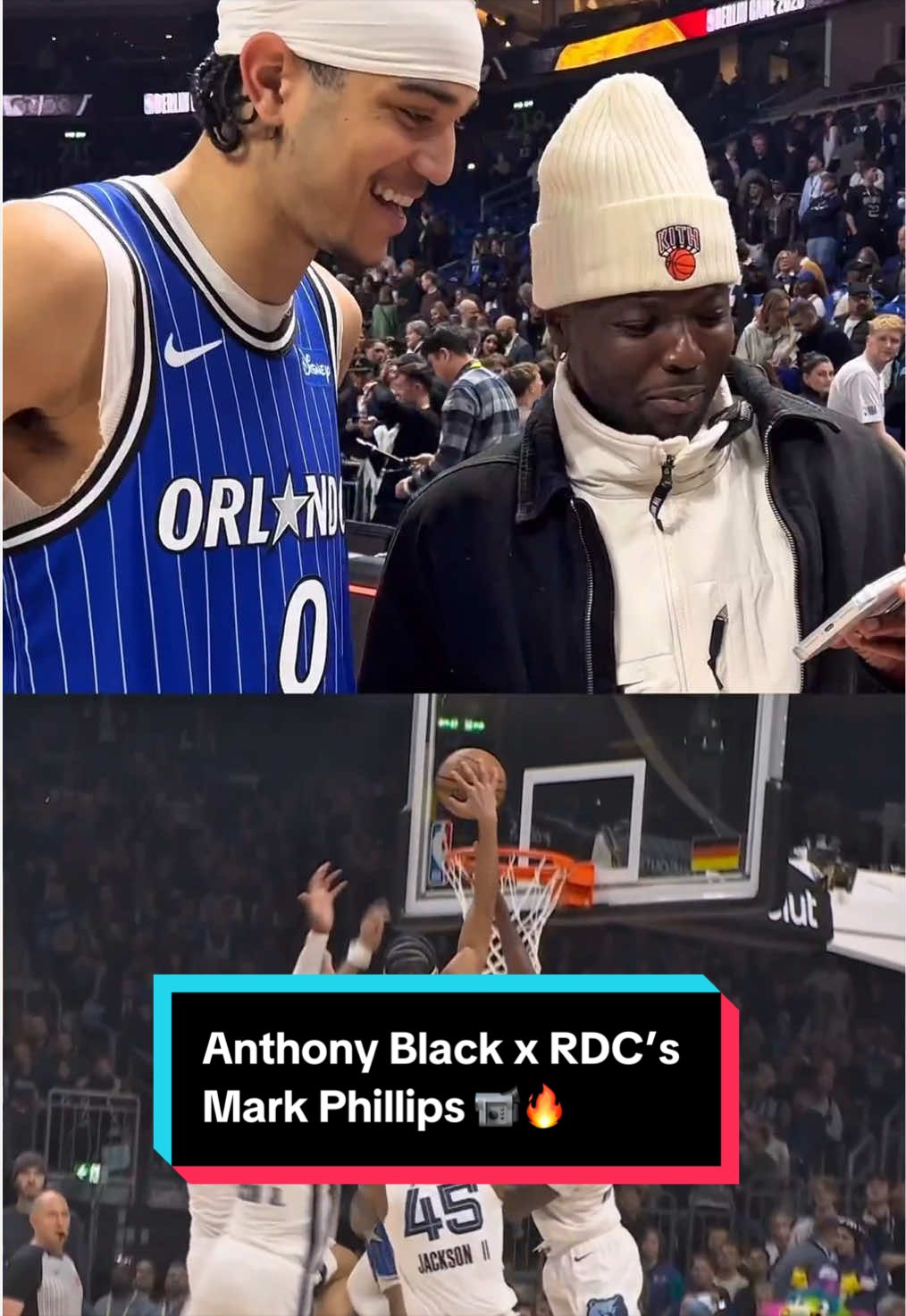 “I thought I was by myself!”😅Anthony Black was just as amazed as all of us as he watched back his incredible dunk over FOUR DEFENDERS during the NBA Berlin Game with RDC’s @Mark Phillips 📹🤯 