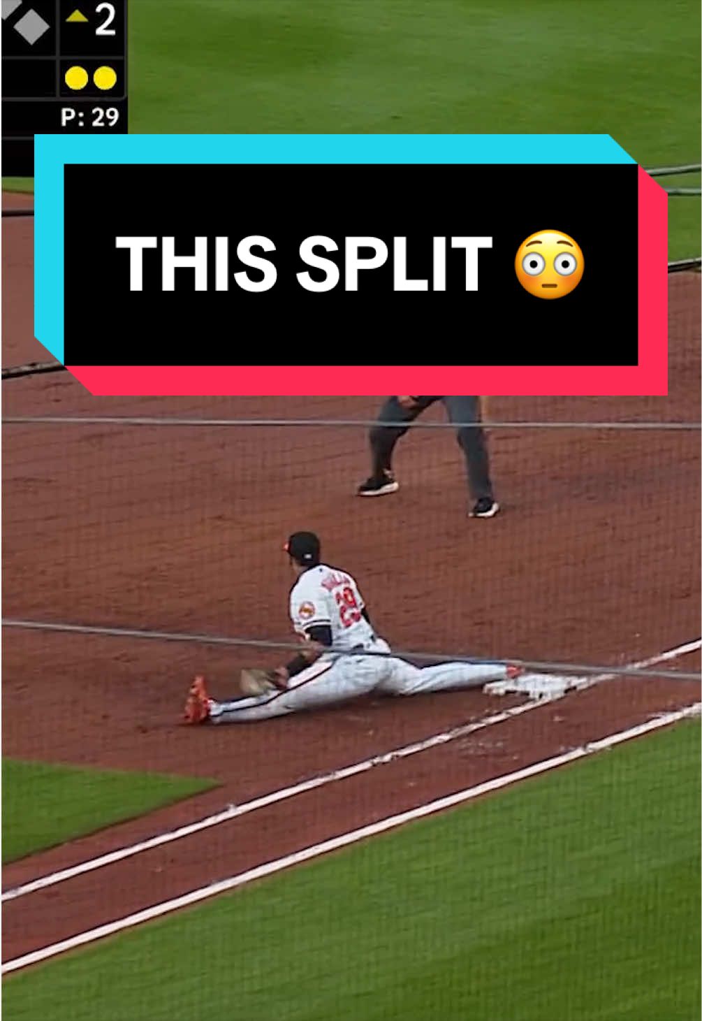 Samuel Basallo stretches as far as he can to reel it in for the out!