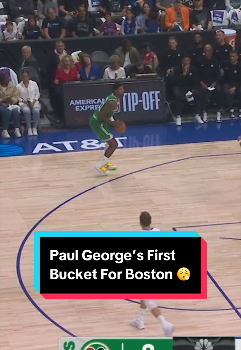 Paul George knocks down the three for his first bucket for Boston 🍀 