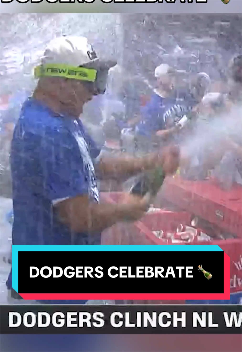 Dave Roberts gets the celebration started for the @Los Angeles Dodgers after securing the NL West title!