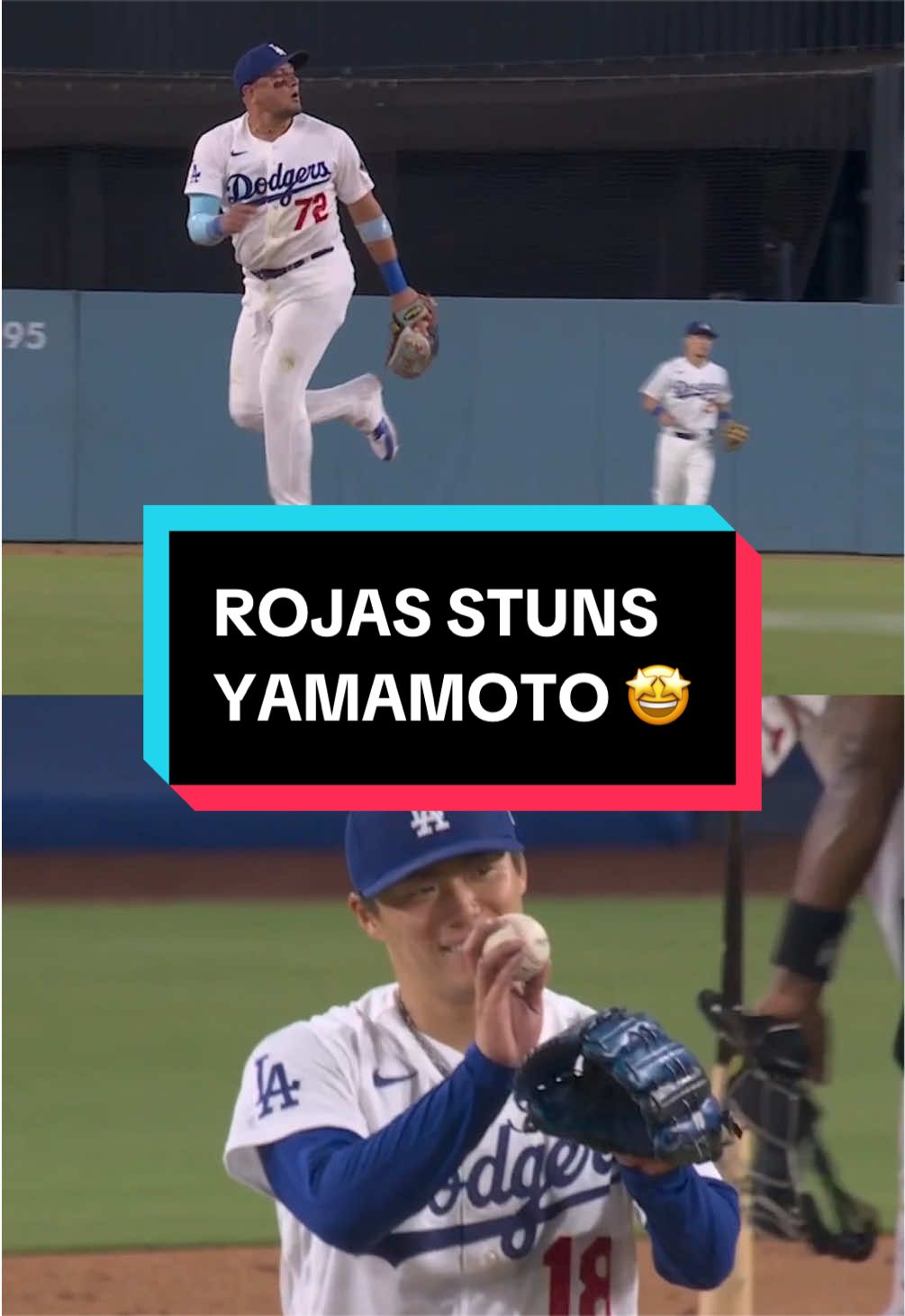 Yoshinobu Yamamoto couldn’t help but be in awe of Miguel Rojas 😆 